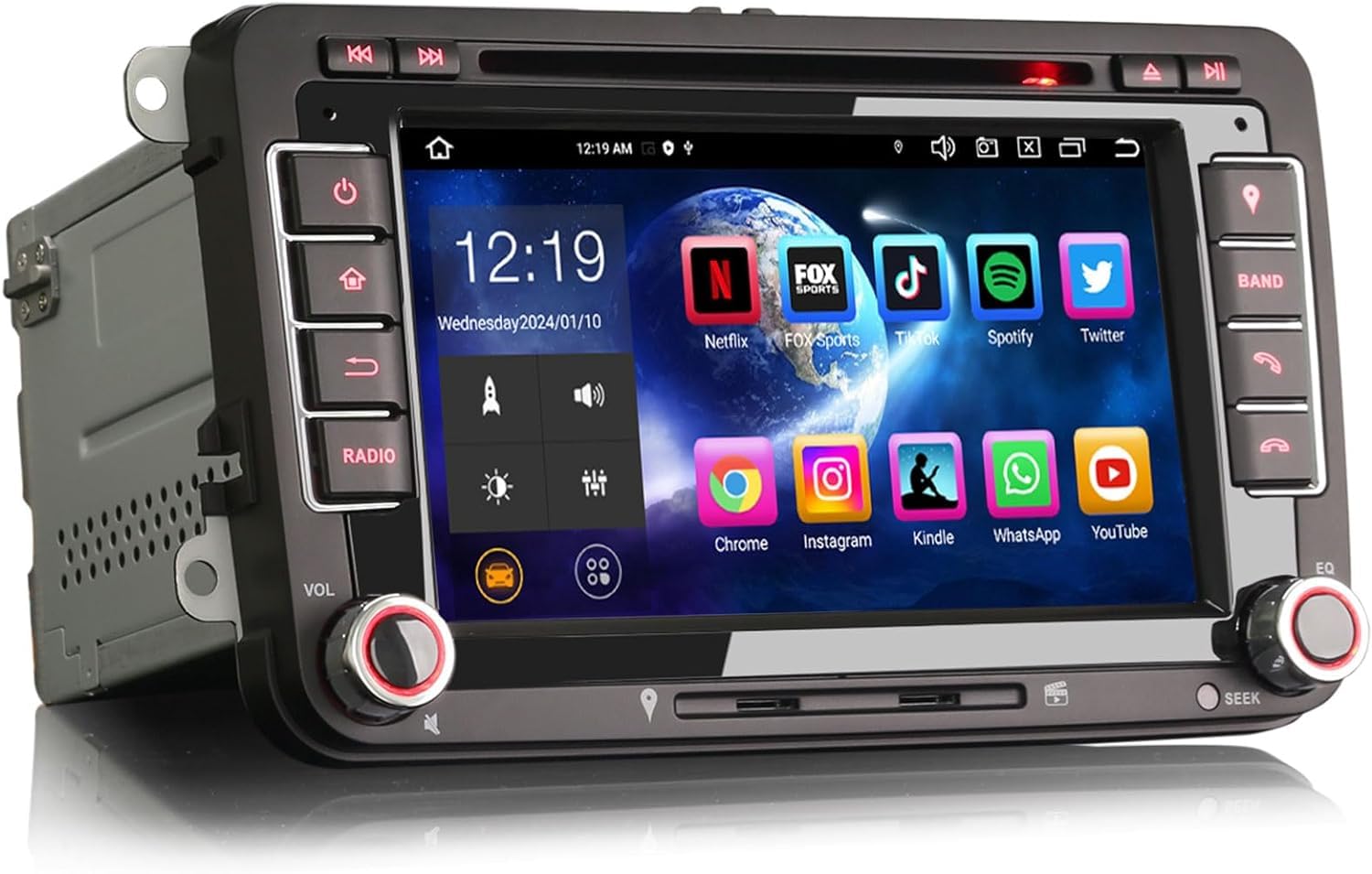 Erisin 7 Pollici Android 14 8-Core 2Din DVD Autoradio con GPS per VW Passat Golf 5 6 Caddy T5 Touran Seat Skoda Polo Supporta GPS Navigatore CarPlay DSP Android Auto WiFi Bluetooth DAB+ OBD2 4GB+64GB