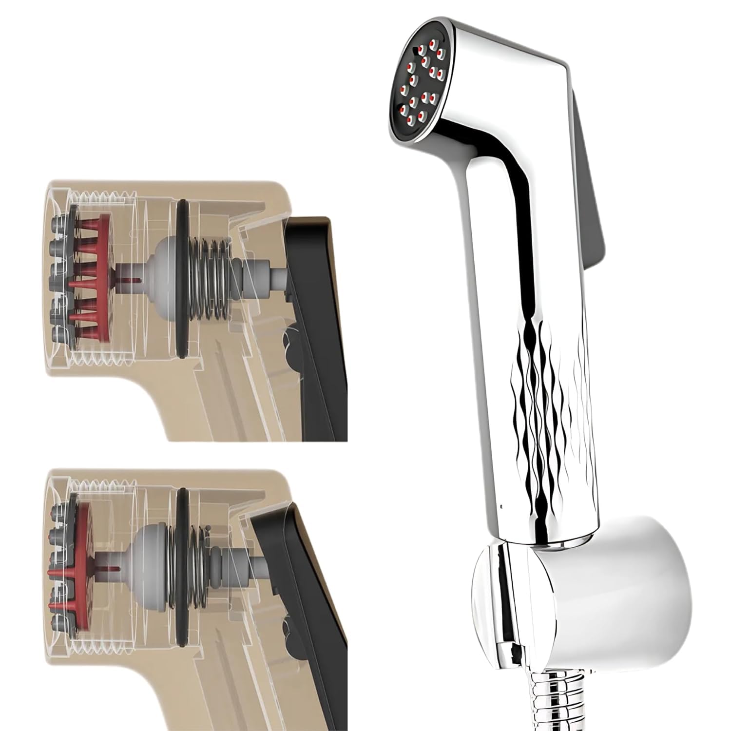 Premium Self Cleaning Health Faucet for Toilet Strong Water Spray Chrome Finish Handheld Bidet Shower with Easy Press Trigger Leakproof and Durable Bathroom Jet Spray Set-image-49