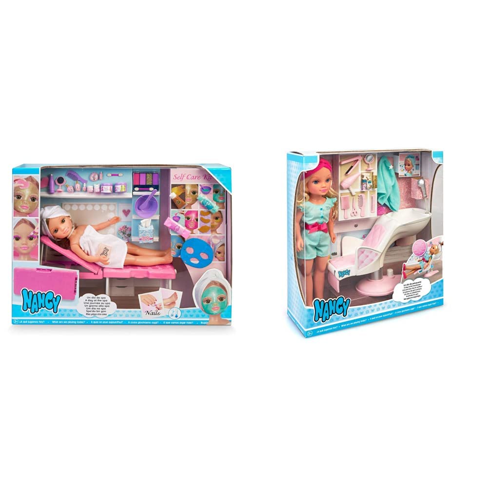 Nancy Un día de Secretos de Belleza Rubia, Busto de muñeca con el Pelo Largo para peinar y maquillar, con Accesorios de Belleza como peines, Brochas, Pestañas postizas o Pegatinas, Colores Surtidos Nancy Un día de Secretos de Belleza Rubia, Busto de muñeca con el Pelo Largo para peinar y maquillar, con Accesorios de Belleza como peines, Brochas, Pestañas postizas o Pegatinas, Colores Surtidos