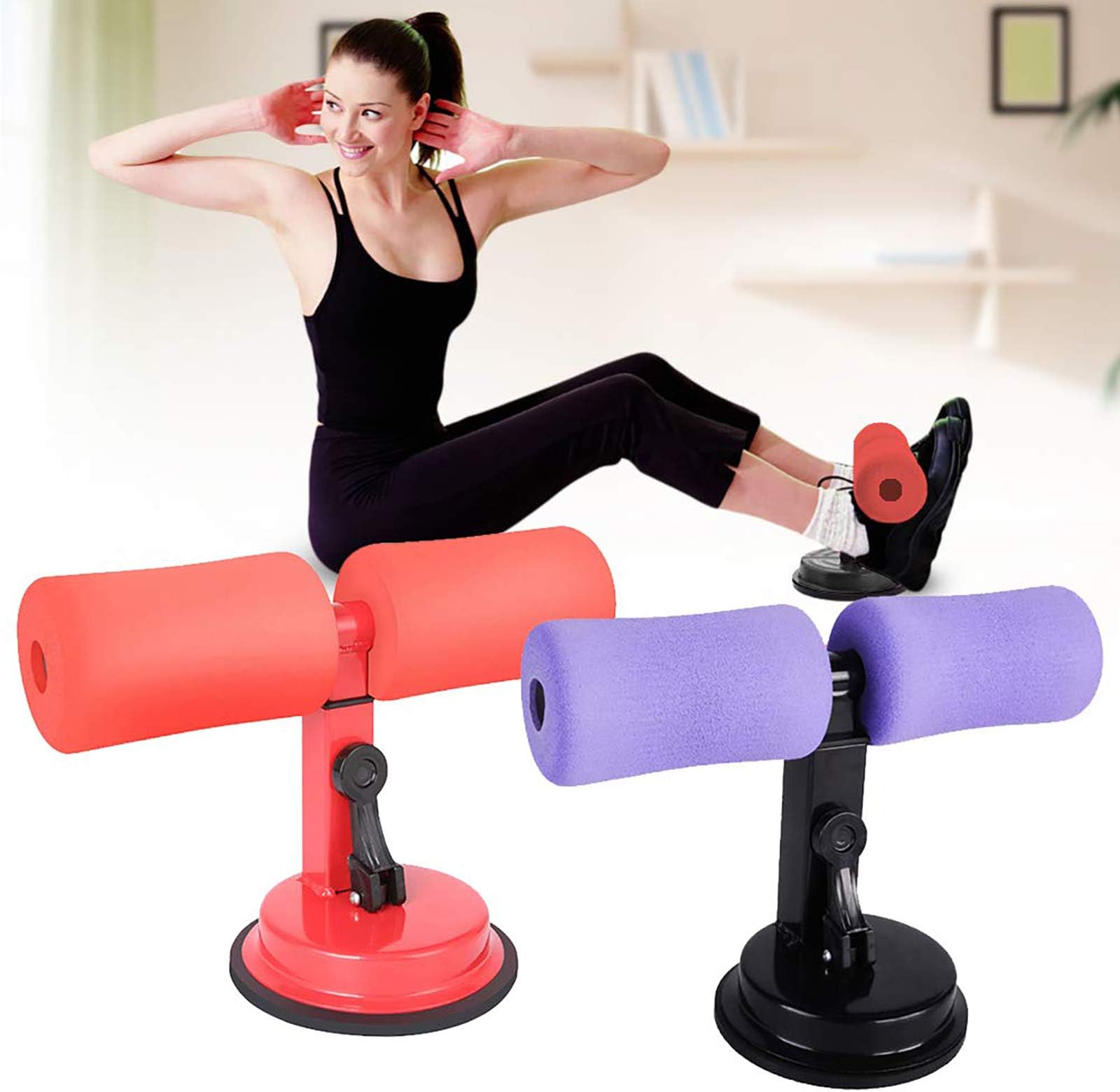 Sit-up Exercise Assistant Device with Sponge, Adjustable Self-Suction Exercise Body Equipment Bodybuilding Expander for Abdomen/Waist/Arm/Leg Stretching Slimming Training