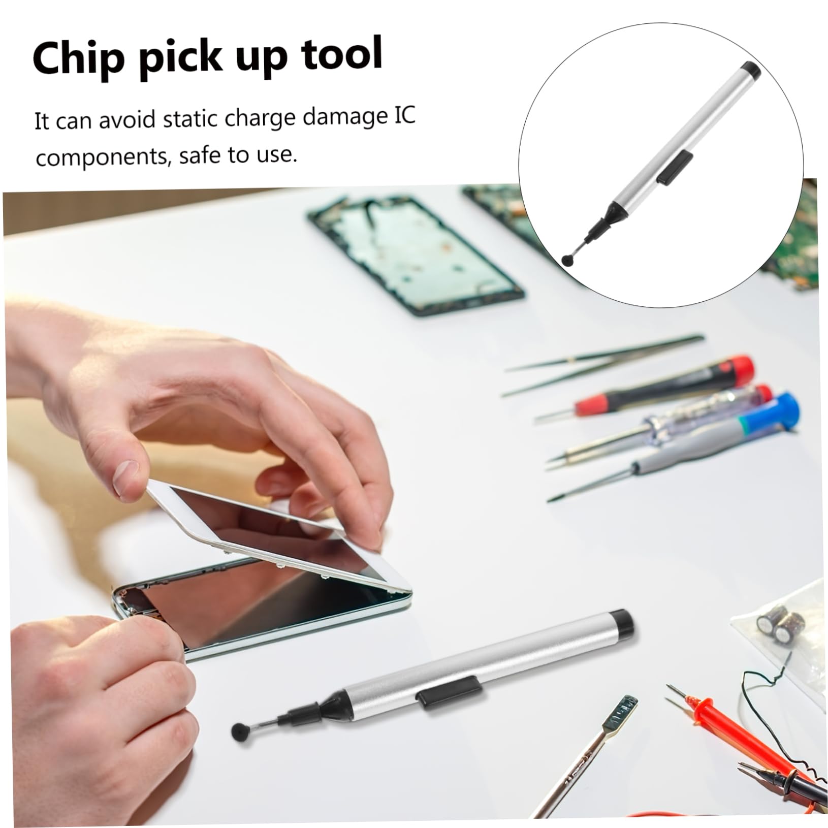 Homoyoyo Estrattore Chip Ic Antistatico Professionale, Pinza in Lega Di Alluminio Durevole Regolazione Presa, Strumenti Per Riparatori Tv Dvd Pc Silver
