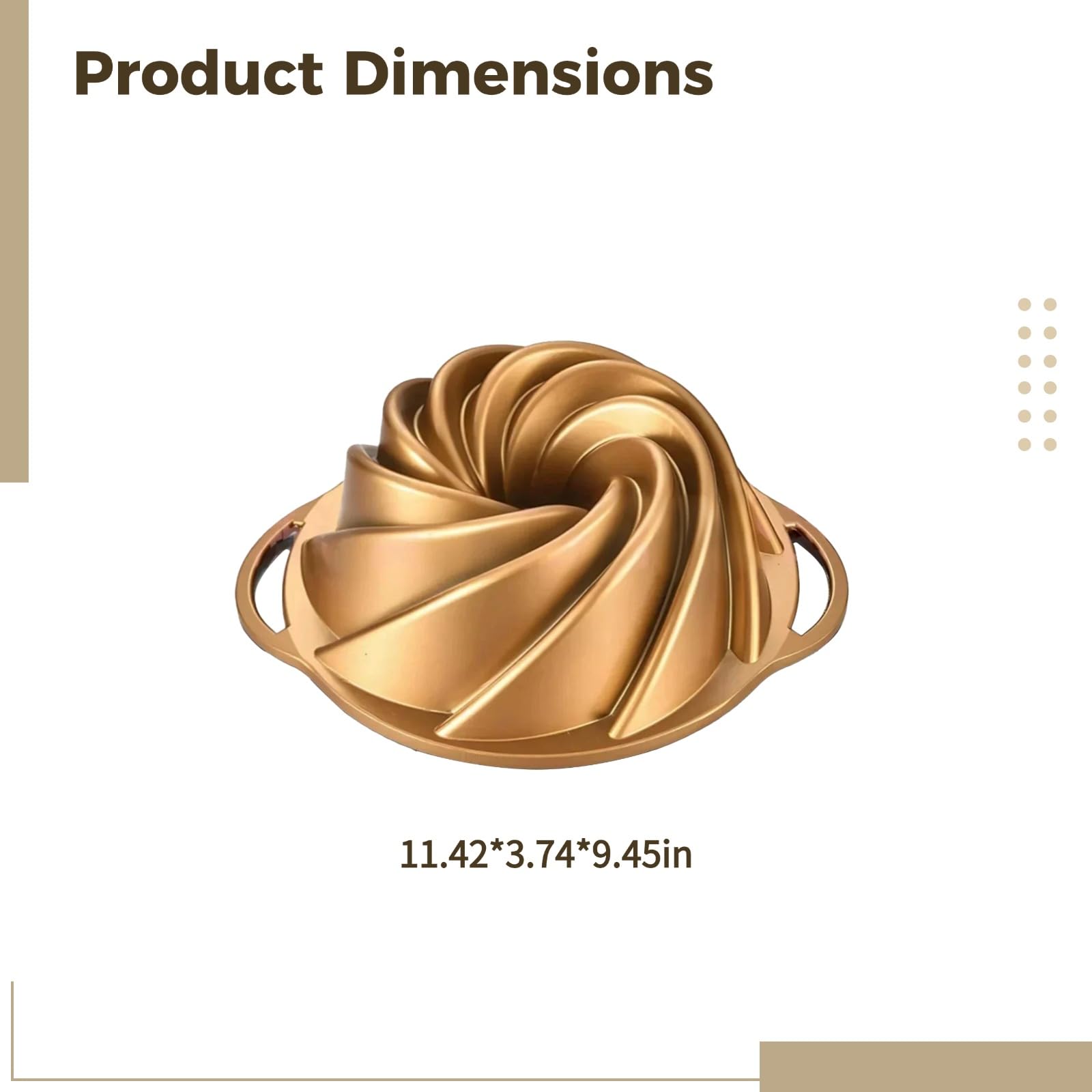 Moule à kouglof Heritage, doré 10 tasses, moule à gâteau en aluminium 24 x 9,5 x 29 cm, revêtement antiadhésif, design cannelé