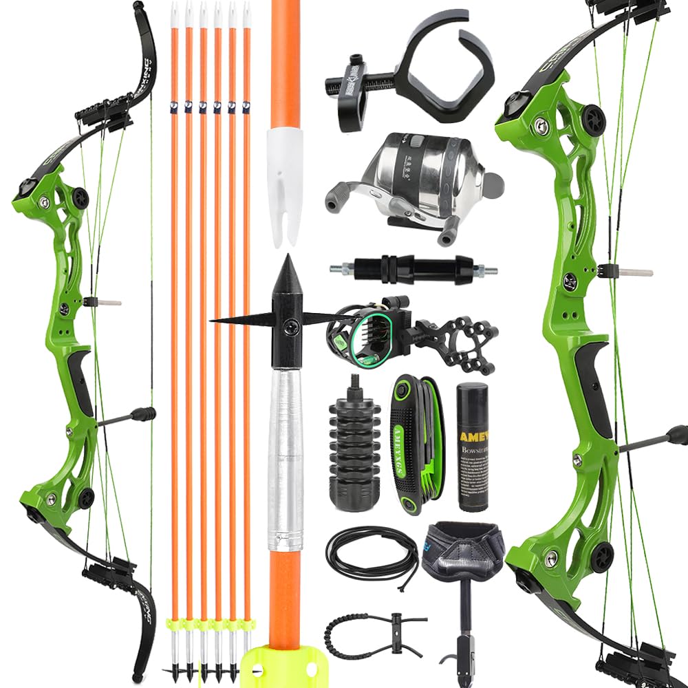 wolfman Kit arco ricurvo da pesca con l'arco da 50", potenza regolabile da 30 a 55 libbre, 320 fps (IBO), frecce da pesca, per destrimani, tiro con l'arco per adulti, pesca e caccia
