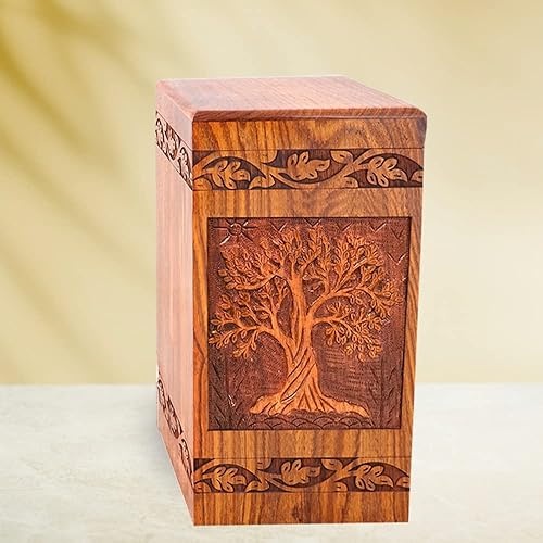 Miniatura 4 de Urna de cremación de palisandro sólido con diseño de cruz tallada a mano para cenizas humanas