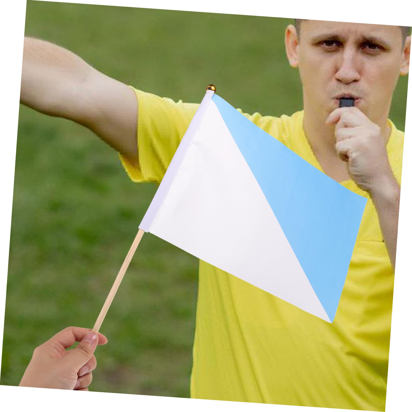 ifundom 4 Sätze Teiliges Signalflaggen Mit Holzstange Robuste Kommandoflaggen Für Sportveranstaltungen Kommunikation Und Ausbildung Und Langlebig Gelben Und Blauen Flaggen 6 Stück * 4