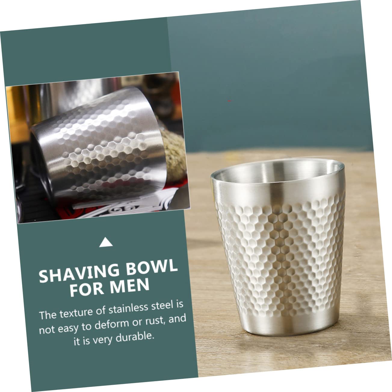 MUSISALY Upgrade Your Shaving Experience Sturdy Stainless Steel Shaving Container Large Capacity Easy Bubble Making