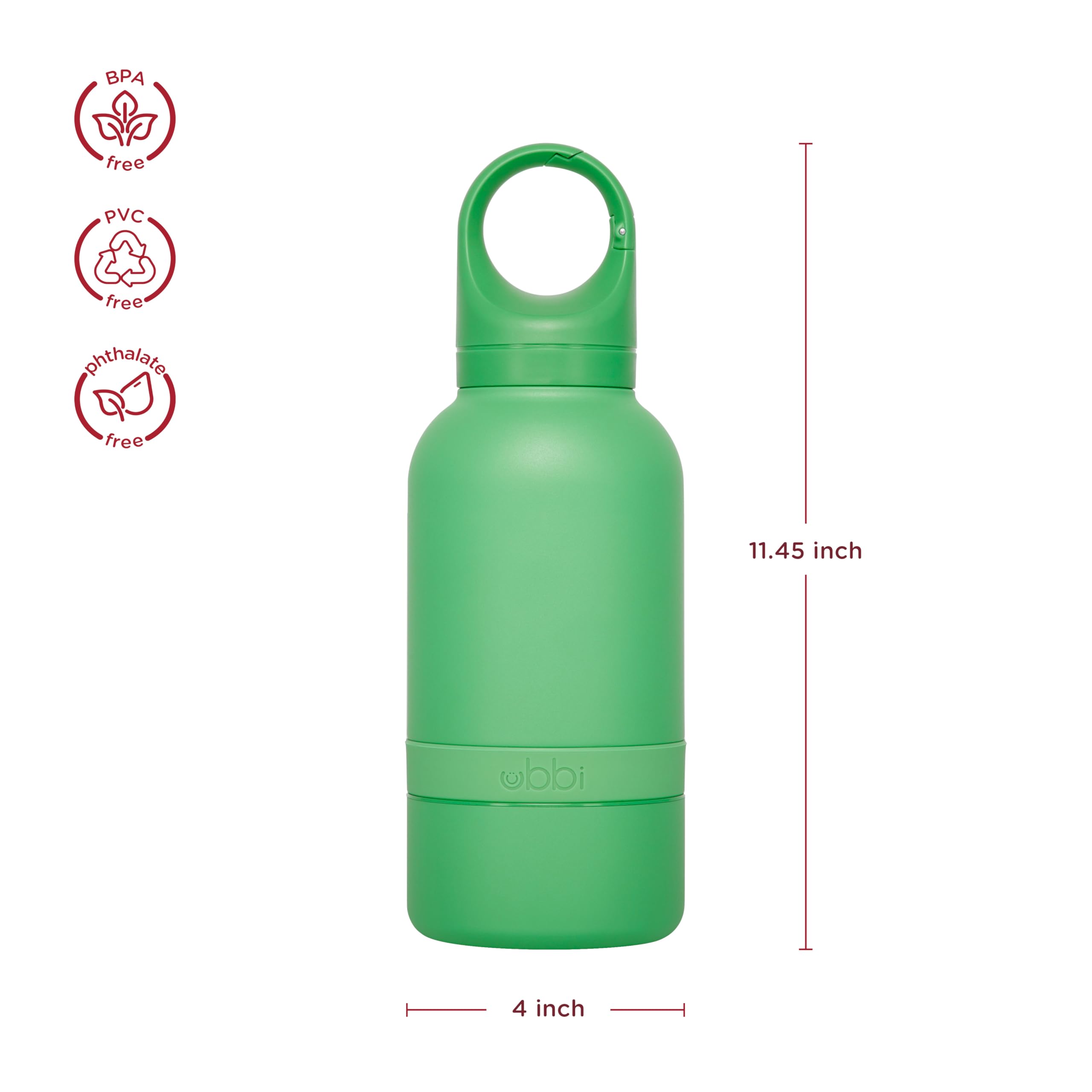 Ubbi Stainless Steel Insulated Portable 32 oz. Water Bottle for Dogs and Owners with Attached Dog Bowl Green - Image 3