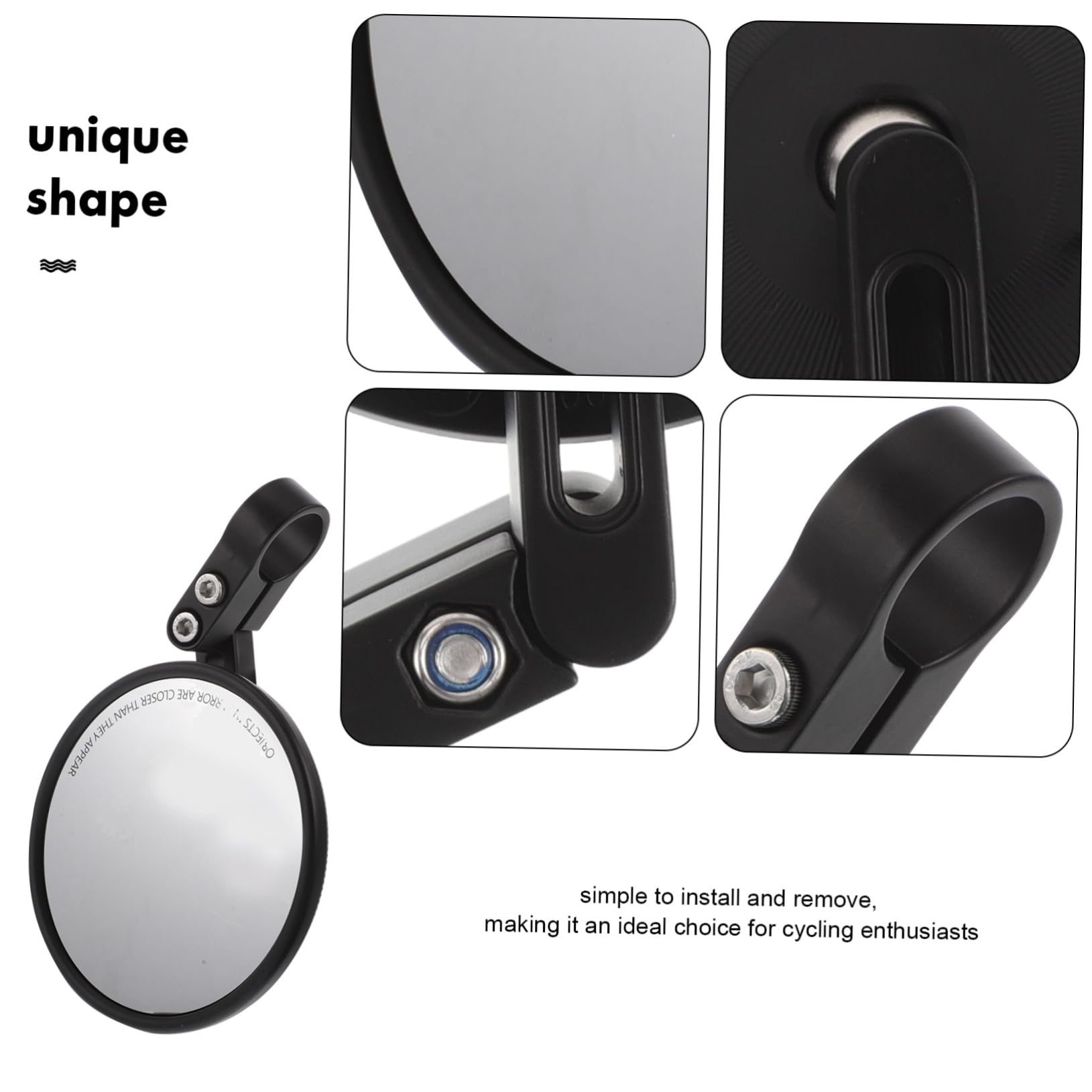 Rétroviseur de Guidon pour Vélo, Lot de 2, Noir, 22-24 Mm