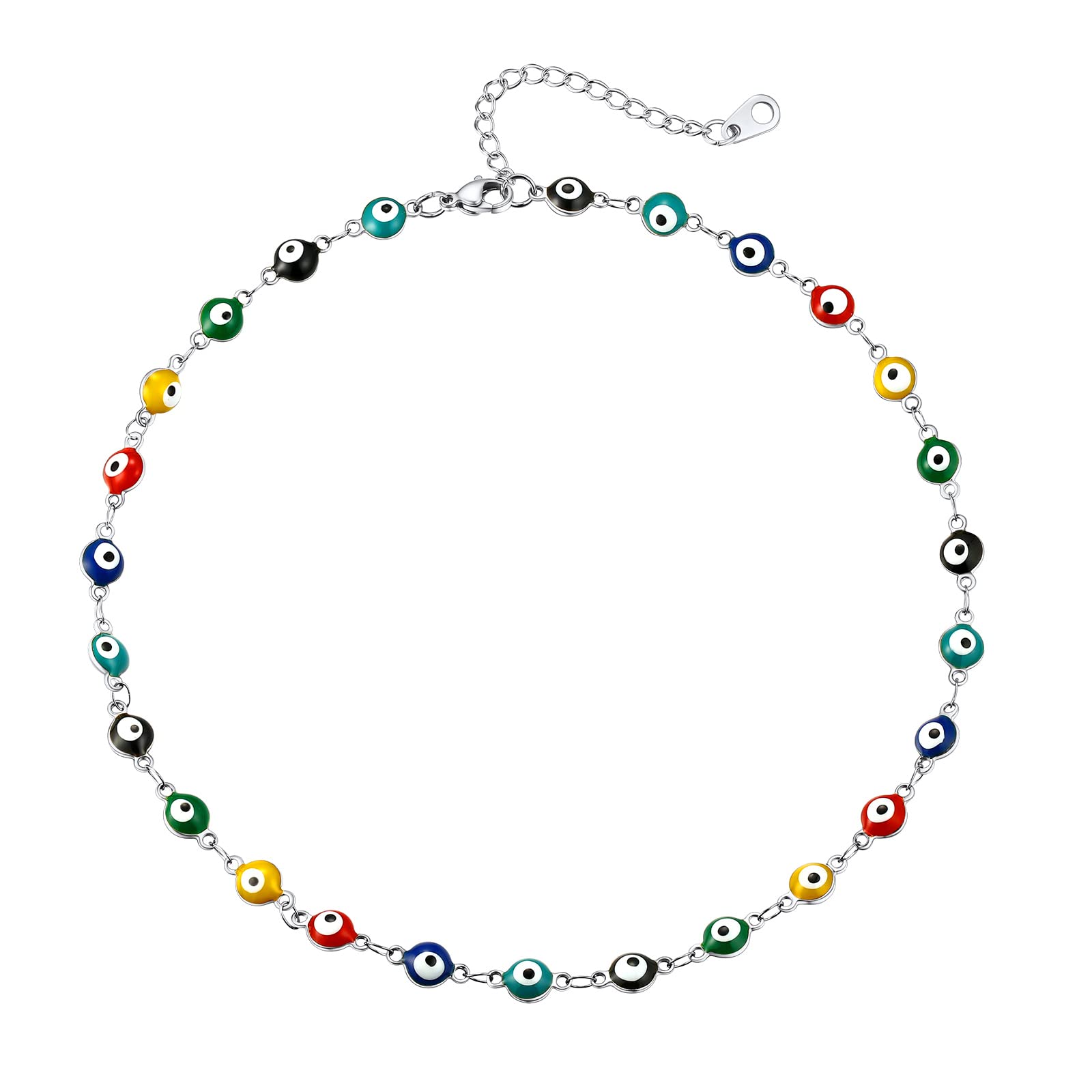 SupcareCollar Acero Inoxidable Mujer Personalizado Collar con Nombre para Mujer Ojo de Turco Multicolores Día de la Madre