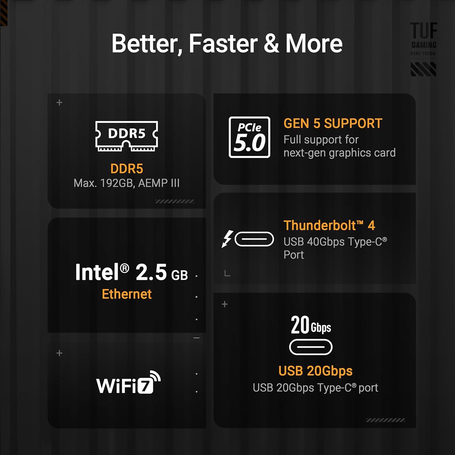 ASUS TUF Gaming Z890-PLUS WiFi Mainboard Sockel Intel LGA 1851 (ATX, PCIe 5.0, DDR5, DisplayPort, HDMI, Thunderbolt 4, 4X M.2, WiFi 7, Q-Release, Aura Sync)