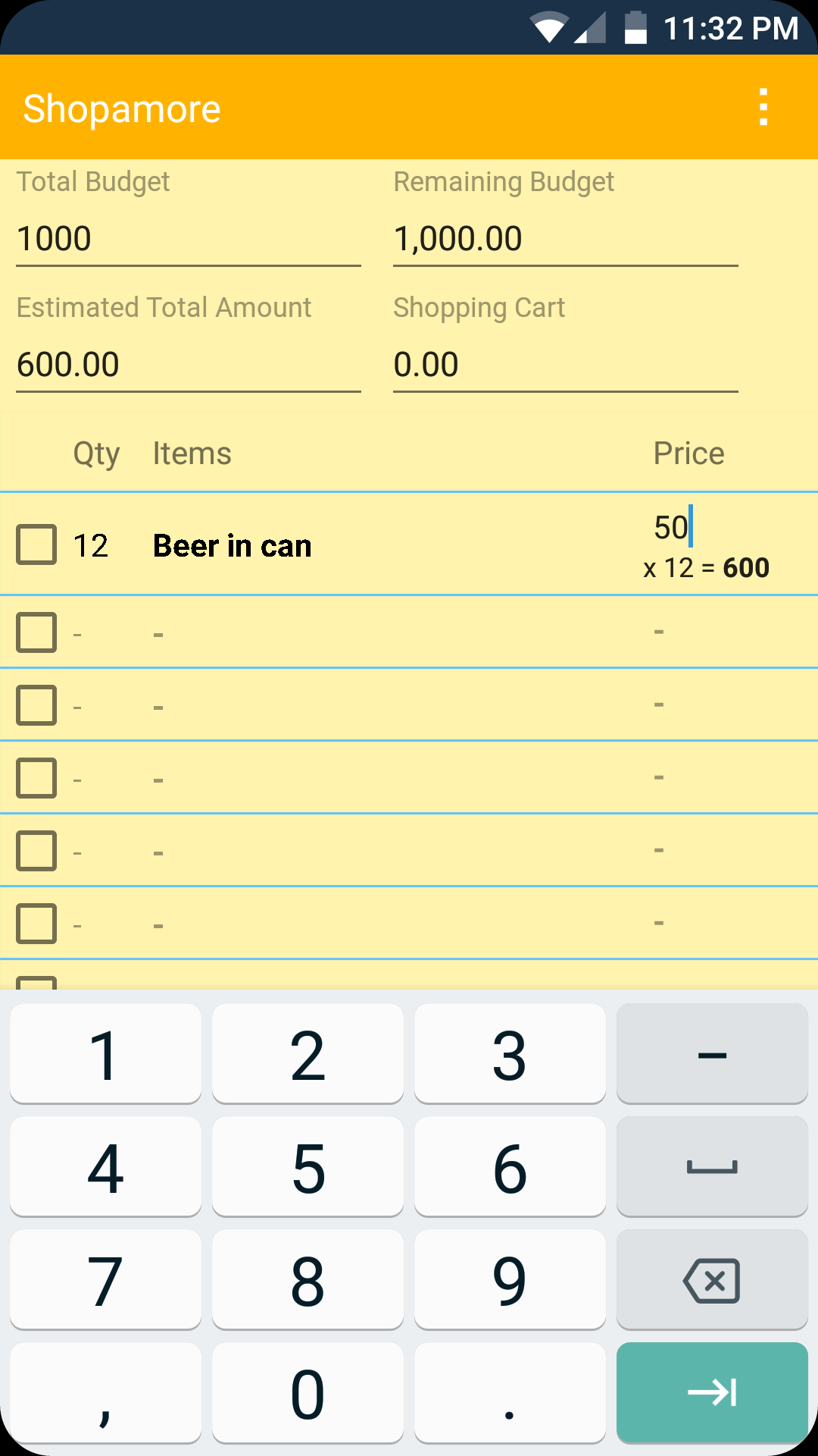 Shopamore+ Grocery Shopping List with Budget Calculator App on Amazon