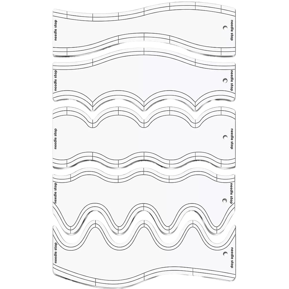 Ctrlzs 5 Pcs Acrylic Wave Ruler Quilting Stencils Diy Drawing Template Measure Tailor Ruler Soft Patchwork Ruler
