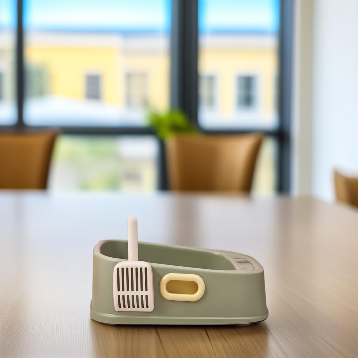 ifundom 1 Set Cat Litter Box Kitten Potty Durable Pet Toilet Semi Enclosed Design for Easy Access Compact for Cats for Home Cleanliness