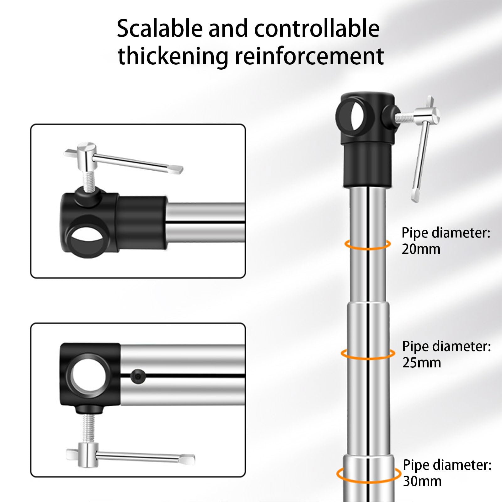 Barre de support télescopique en métal pour trépied, extension de 117 à 300 cm