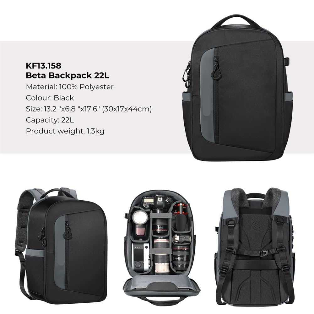 Borsa Reflex Zaino fotografico da 22 litri, borsa fotografica impermeabile, grande capacità for fotocamera DSLR