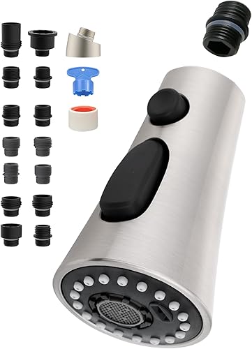 Repuesto de cabezal de grifo de cocina con 15 adaptadores compatible con grifos estándar americano/Kohler/Moen/Delta, cabezal rociador de grifo de