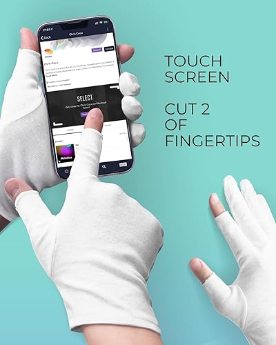 Miniatura 2 de ANSMIO 2 pares de guantes de algodón para pantalla táctil, guantes blancos para manos secas, guantes de algodón para dormir, guantes de noche
