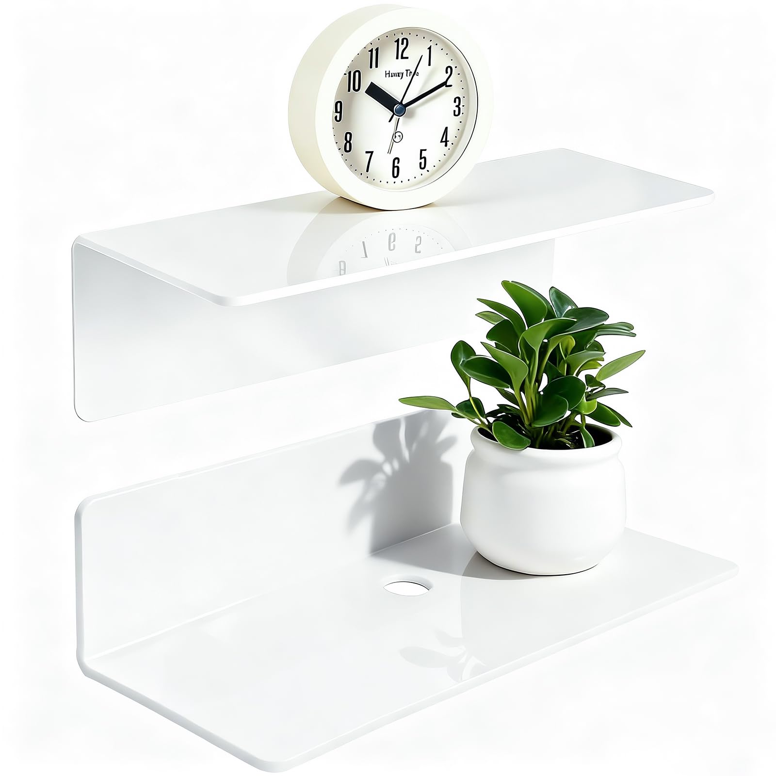 SDLDEER Floating Shelves for Wall, No Drill Self Adhesive Acrylic Wall Mounted Shelves for Living Room, Bedroom, Bathroom, Office, Playroom, Laundry room