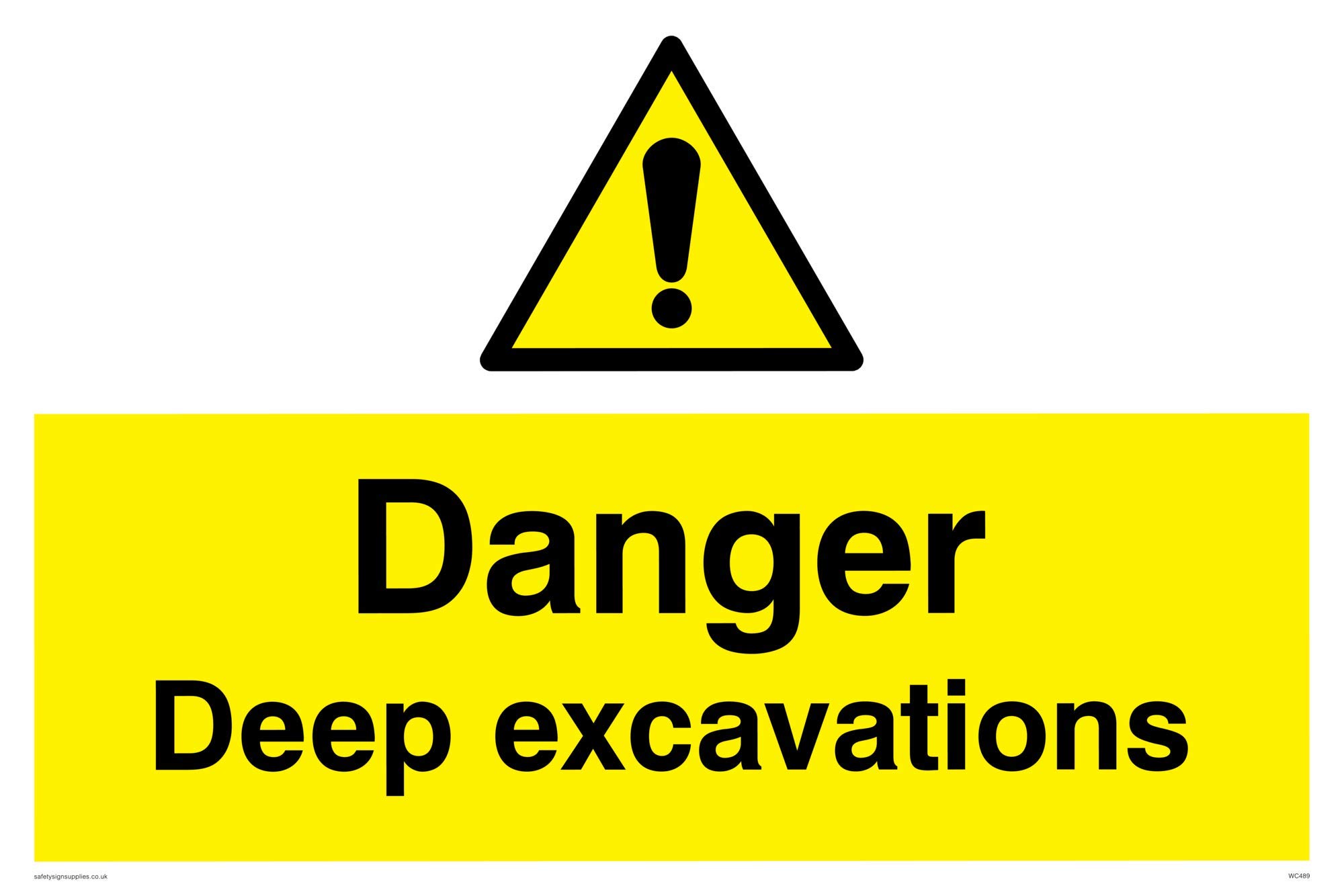 Viking Signs WC489-A2L-AC "Danger Deep Excavations" Sign, Aluminium Composite, 400 mm H x 600 mm W