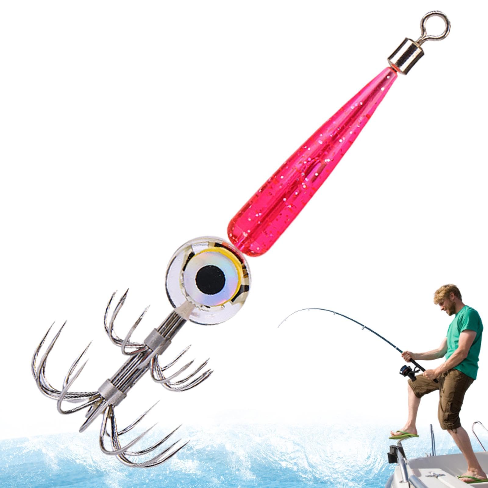Camarones Luminosos Calamar Jig Señuelos De Pesca En El Mar,Señuelo Octopus Sepia Señuelos De Pesca En El Mar,Jigs De Calamar Que Brillan En Agua Salada,Señuelo De Pesca Impermeable con Luz LED