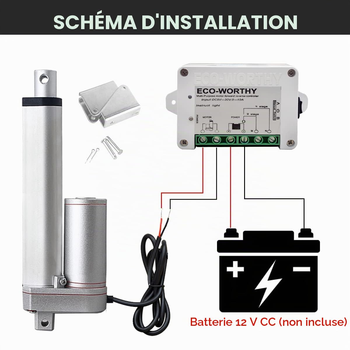 DCHOUSE Actionneur linéaire, contrôleur, télécommande, actionneur linéaire avec actionneur linéaire de 350 mm, pour ouvre-portes électriques et applications d'automatisation