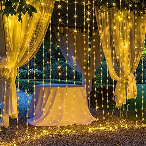OxyLED LED Curtain Lights 306 LED Fairy Lights 3m x 3m 8 Modes Festoon Outdoor Lights Garden String Lights Outdoor/Indoor Decorative Gazebo String Lights for Garden Bedroom Gazebo Cover