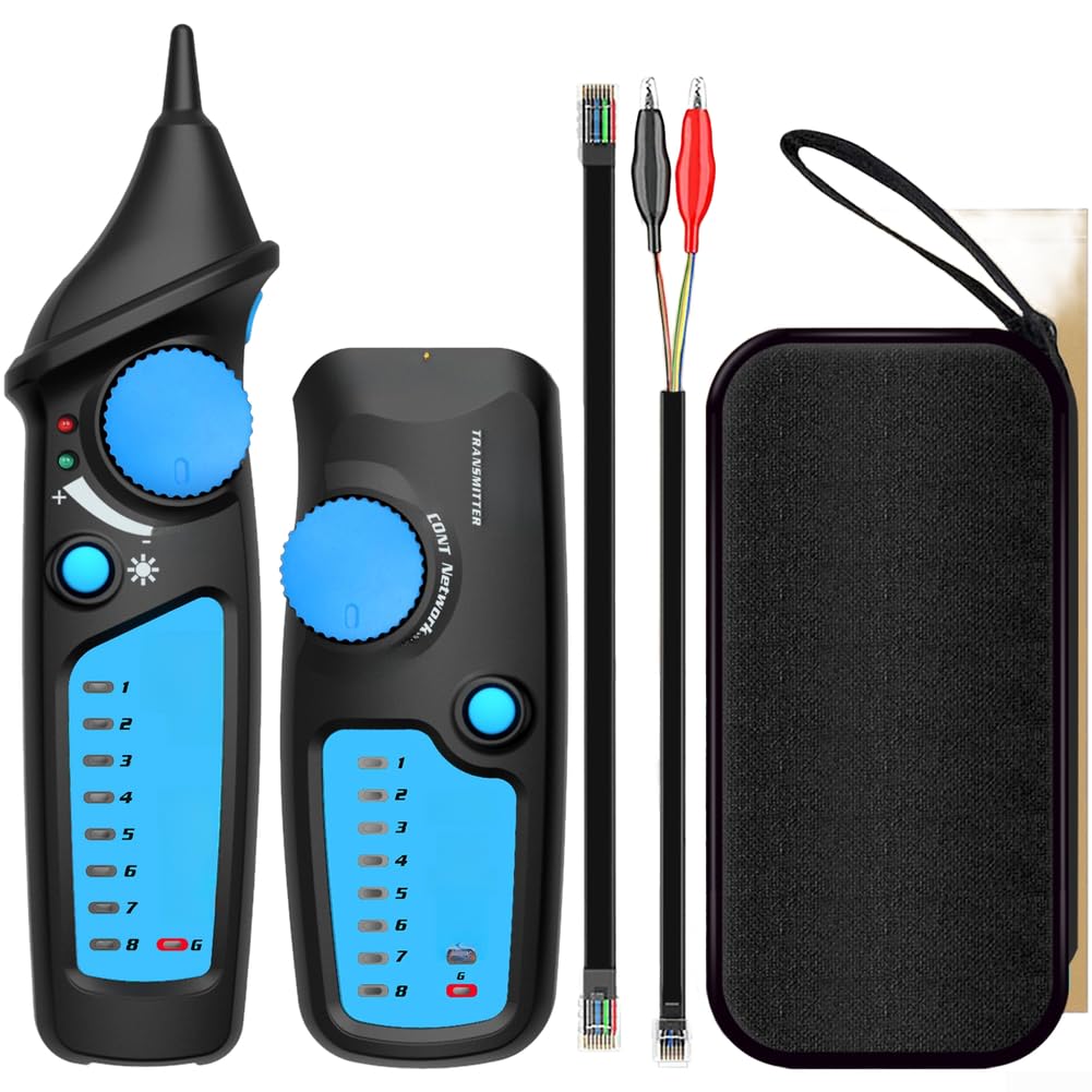 FWT81 Testeur de câble réseau avec double bouton pour tracé de ligne téléphonique LAN – Kit de recherche de fils isolés ABS 17,5 cm