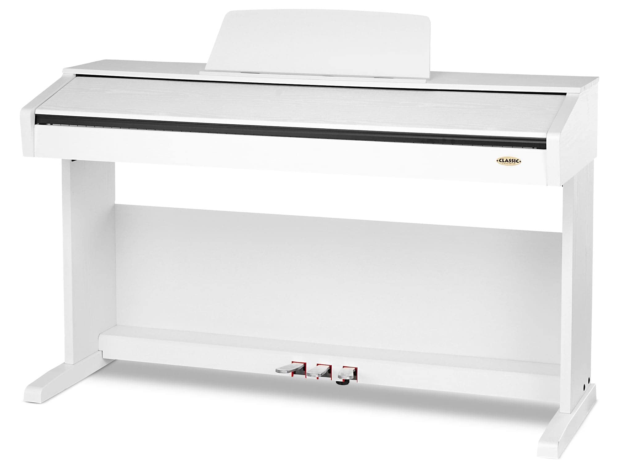 Classic Cantabile DP-A 310 WM E-Piano SET bianco opaco, 3 pedali (Sustain | Tastiera HA-88-S500 con 88 tasti a meccanica a martello e dinamica di tocco, Sostenuto, Soft), Polifonia max: 128 voci, 4 Ohm