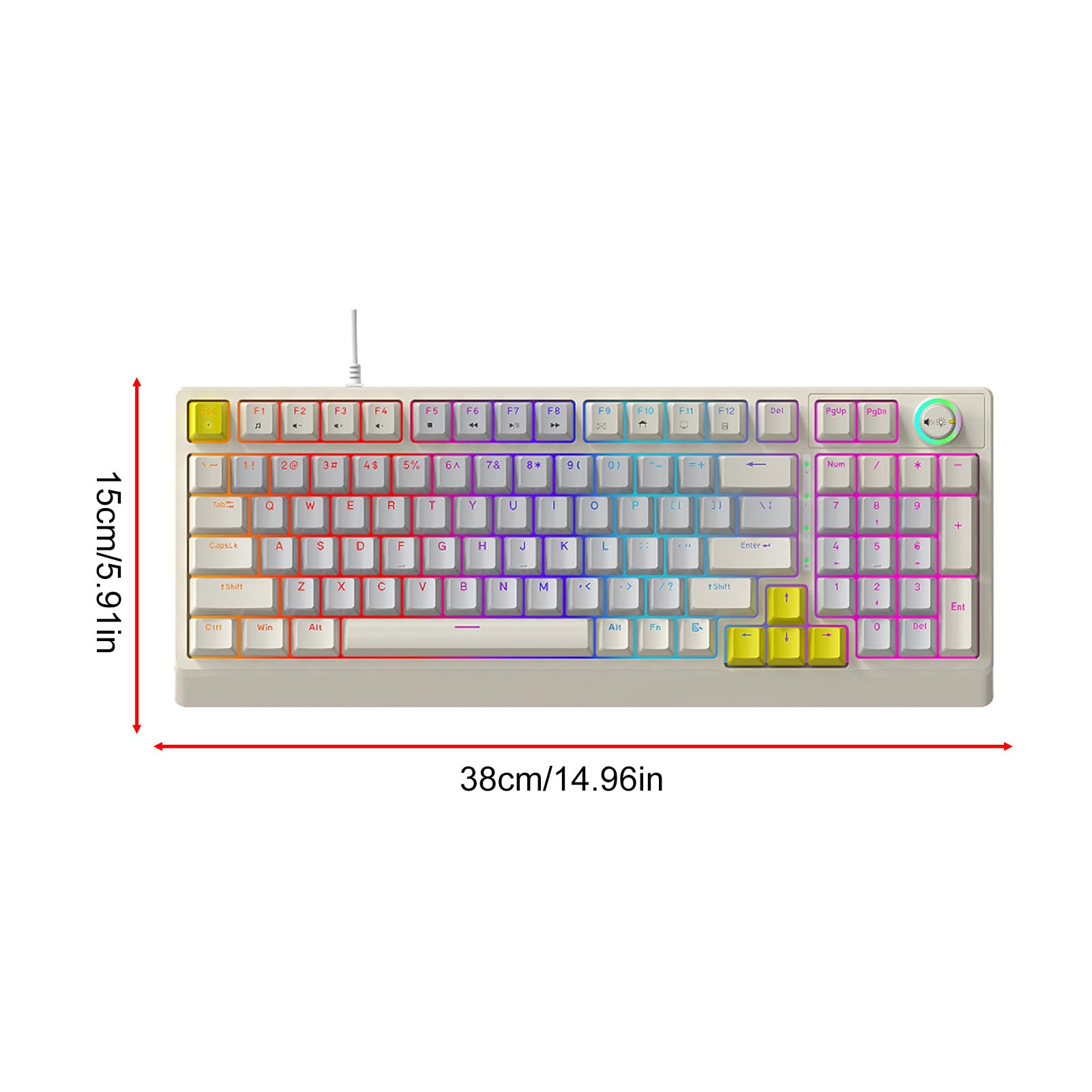 LICAEVEY Klawiatura Mechaniczna T WOLF T50 RGB, 98 Klawiszy z możliwością Wymiany Podczas Pracy, Niebieski Przełącznik z Dynamicznym Oświetleniem RGB o 16,8 Mln Kolorów, Ergonomiczna (Beżowy Szary