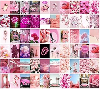 60PCS Pink Aesthetic Picture for Wall Collage Kit, Warm Color Room Decor for Girls, Wall Art Prints for Room, Dorm Photo Display, Posters for Bedroom