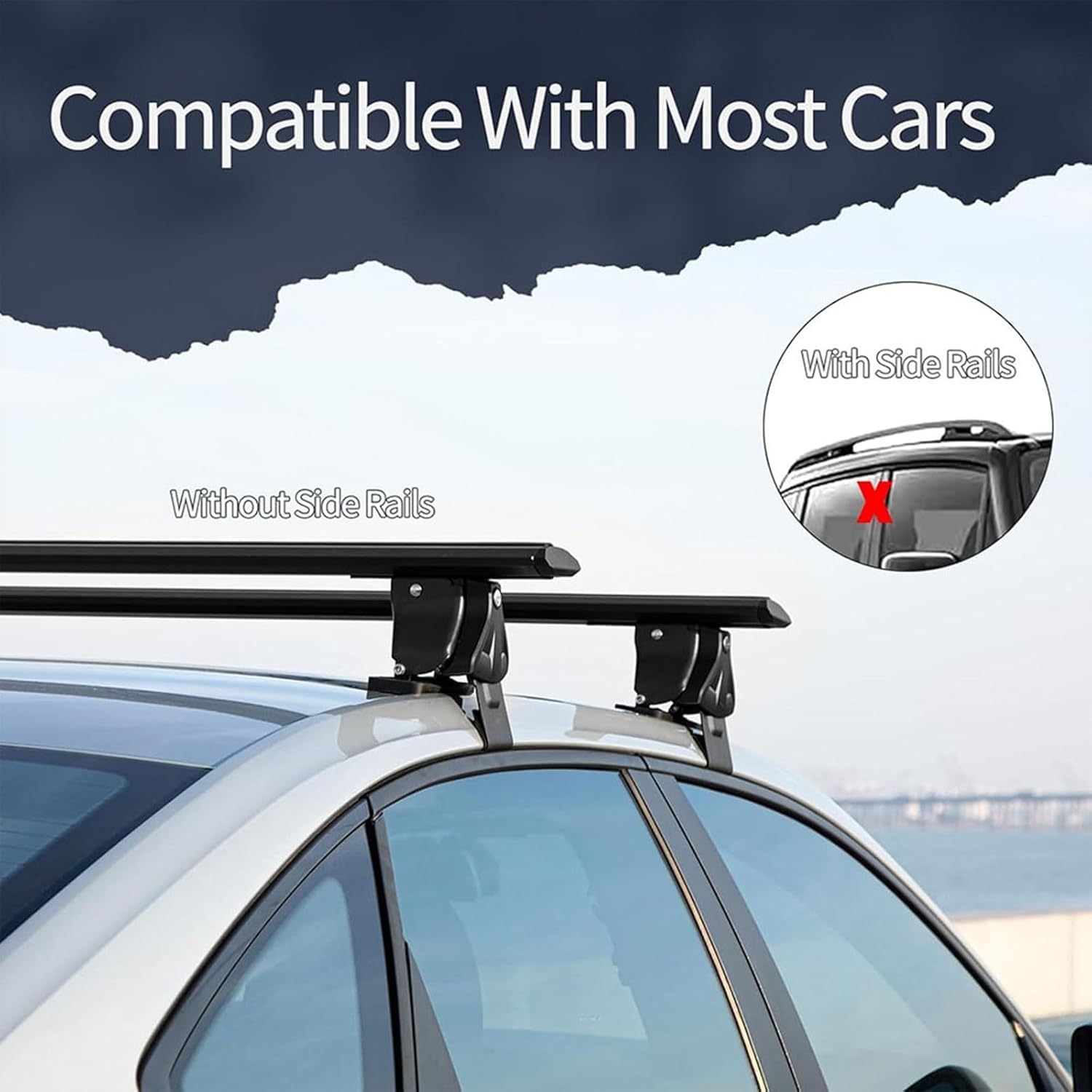 Roof Rack Cross Bars For Ford F-150 SuperCrew 2015-2025 – Aluminum Cargo Bars For Kayak, Bike, Luggage & Snowboard, 220lb Capacity