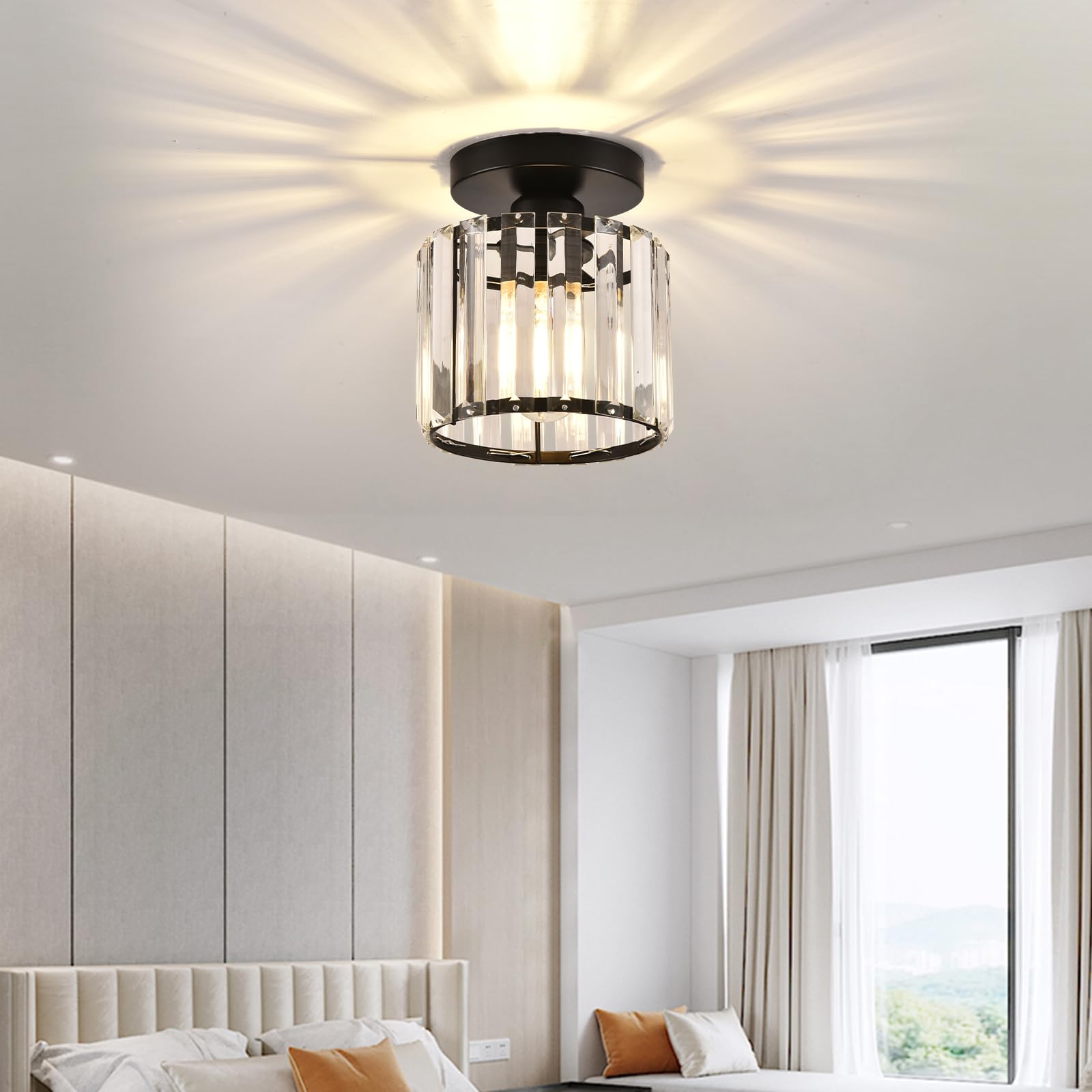 ZYDTRIP Crystal Chandelier, Modern Crystal Ceiling Light, Ceiling Light for Hallway, Bedroom, Kitchen, Restaurant