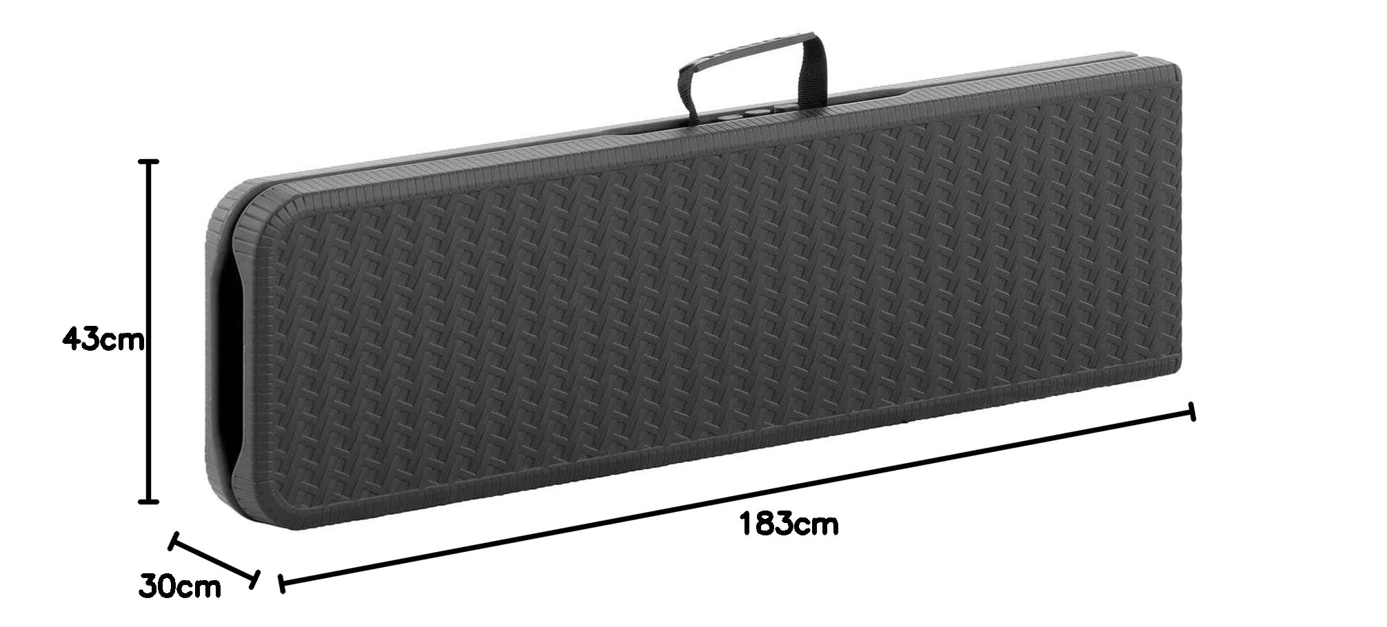 Royal Catering RC-FB_2 Bierbank 1830 x 300 x 430 mm 300 kg drinnen/draußen Schwarz Gartenbank Kunststoff Klappbank
