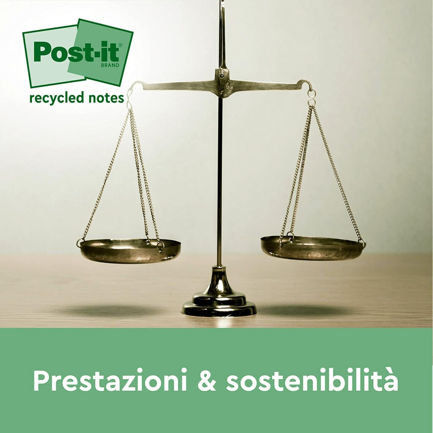 Post-it Foglietti Super Sticky Riciclati, Confezione da 12 Blocchetti, 70 Fogli per Blocchetto, 47.6 mm x 47.6 mm, Rosa, Verde, Blu, Viola, Giallo - Foglietti Super Adesivi in carta riciclata al 100%