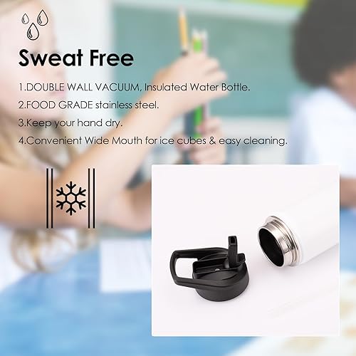 Miniatura 4 de Botella de agua de sublimación de 24 onzas, paquete de 6 botellas de agua aisladas a granel, botella de agua personalizada reutilizable con popote y