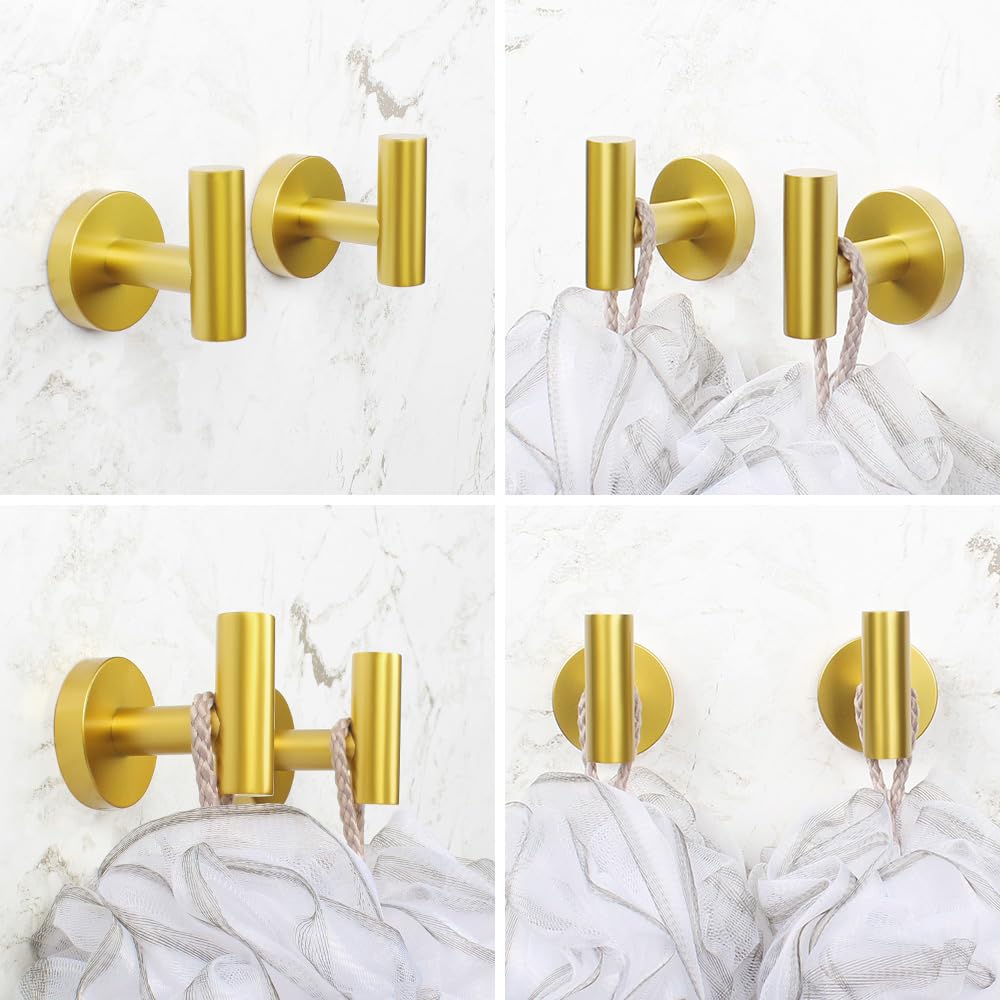 Badezimmer-Set Aus Edelstahl – Toilettenpapierhalter + 2 Handtuchhaken In Schwarz-Gold