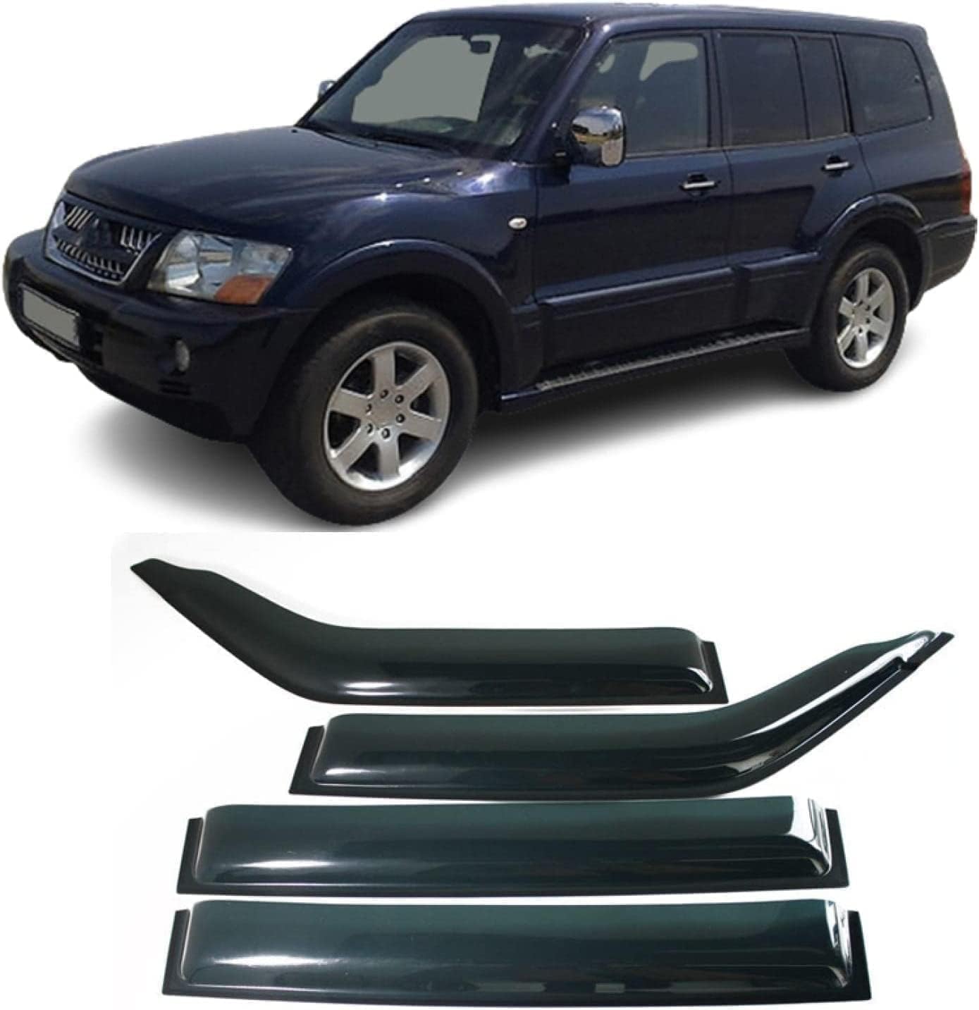 4 Piezas Coche Deflectores Cortavientos para Mitsubishi Montero Pajero V80 2008-2018 Viento para ventanillas Ventanas de Coche Derivabrisas