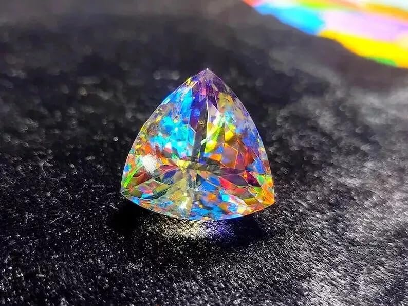 Natural 71.8 Ct Trillion Cut Mystic Topaz Rainbow Color EGL Cerrtified Loose Gemstone Collectable Gem Stone Perfect for Custom Jewelry Creation