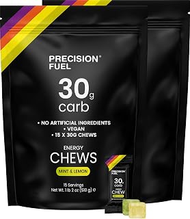 Precision Fuel PF30 Chew Energy Chews - Carbohydrate Fuel for Endurance, Lightweight & Portable, 30g Carbs - Ideal for Long Runs, Rides & Workouts - Mint & Lemon Flavour (30 Chews)