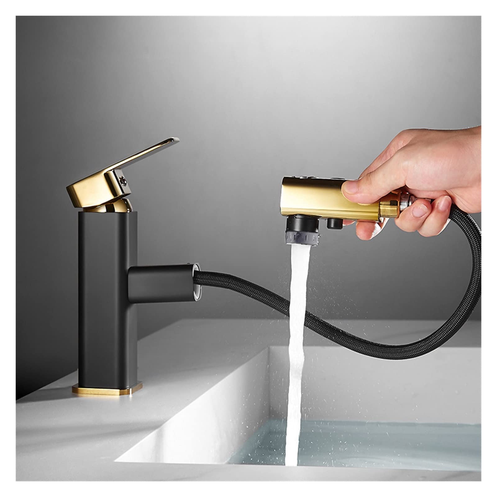 Robinet en laiton massif or brossé mitigeur haut de gamme pour évier de salle de bain chic