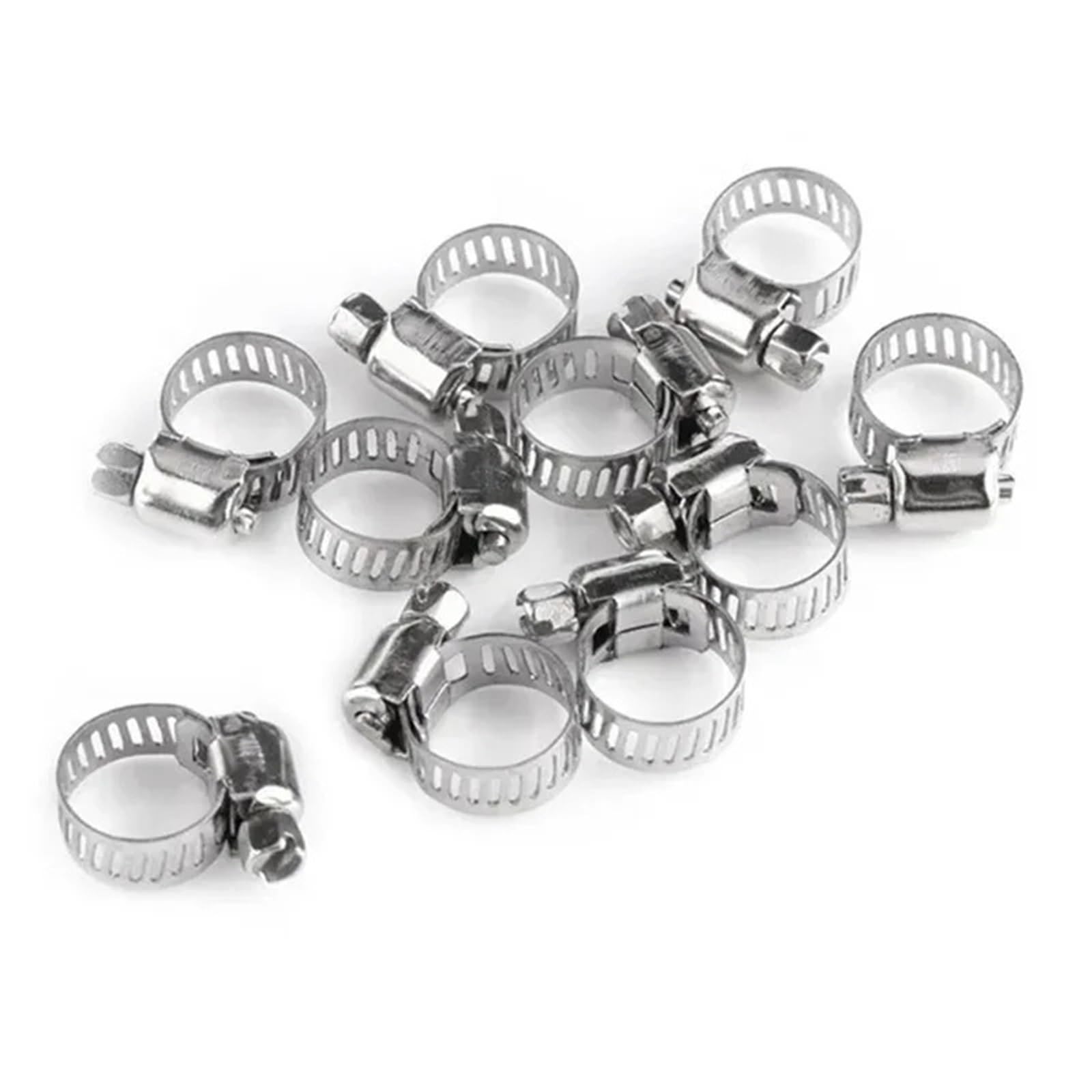 10 szt. regulowanych opasek zaciskowych ze stali nierdzewnej do węży paliwowych do samochodów osobowych, szczypce ślimakowe (10 szt. 16 mm - 25 mm)