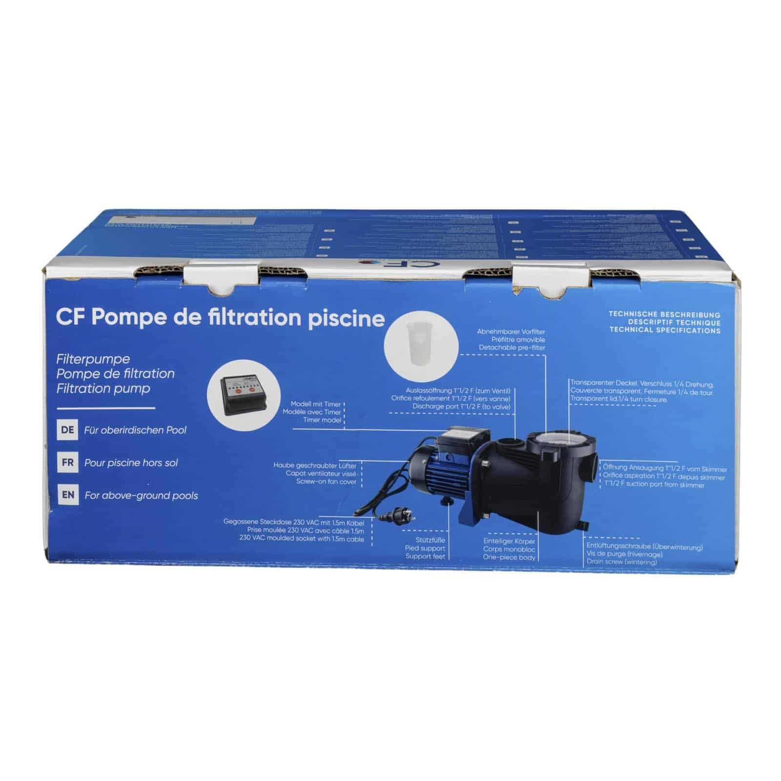 Pompe Filtration Piscine Aqualux 1/3 - Débit Max 8.4 M³/h Avec Préfiltre - Modèle EDG 100517