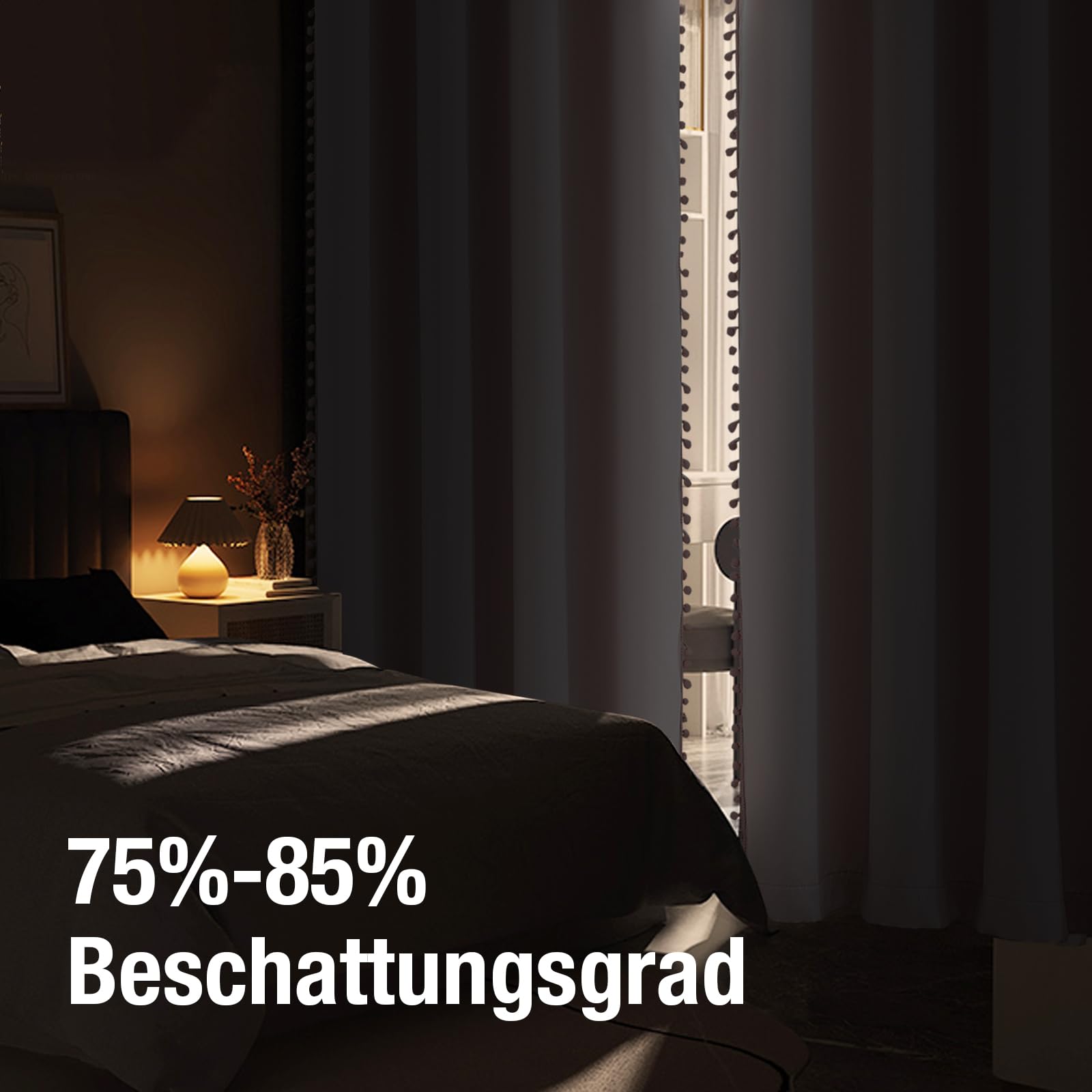Treatmentex Blickdicht Vorhang mit Pompons Rosa Vorhang mit Ösen Landhausstil Wärmeisoliert Thermovorhang Verdunkelungsvorhänge für Mädchenzimmer,Wohnzimmer,Schlafzimmer-2 Stück(Rosa,140x225cm)