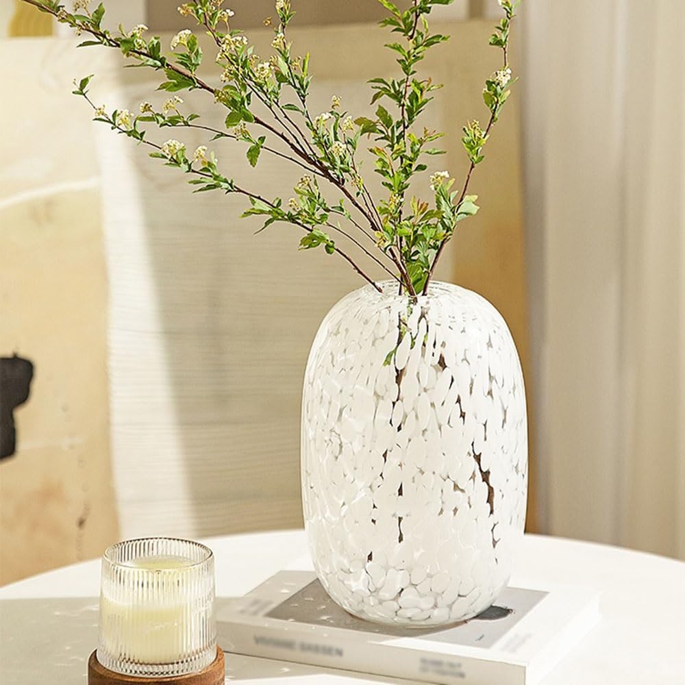 Flower Vases White Polka Dot Glass Vase Decorative Ornament Flower