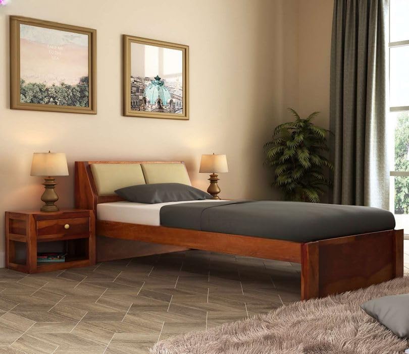 Indian Rosewood Single Bed, 6x4 Solid Sheesham Wood Bed Frame, Heavy Duty Wooden Cot Without Storage-image-41