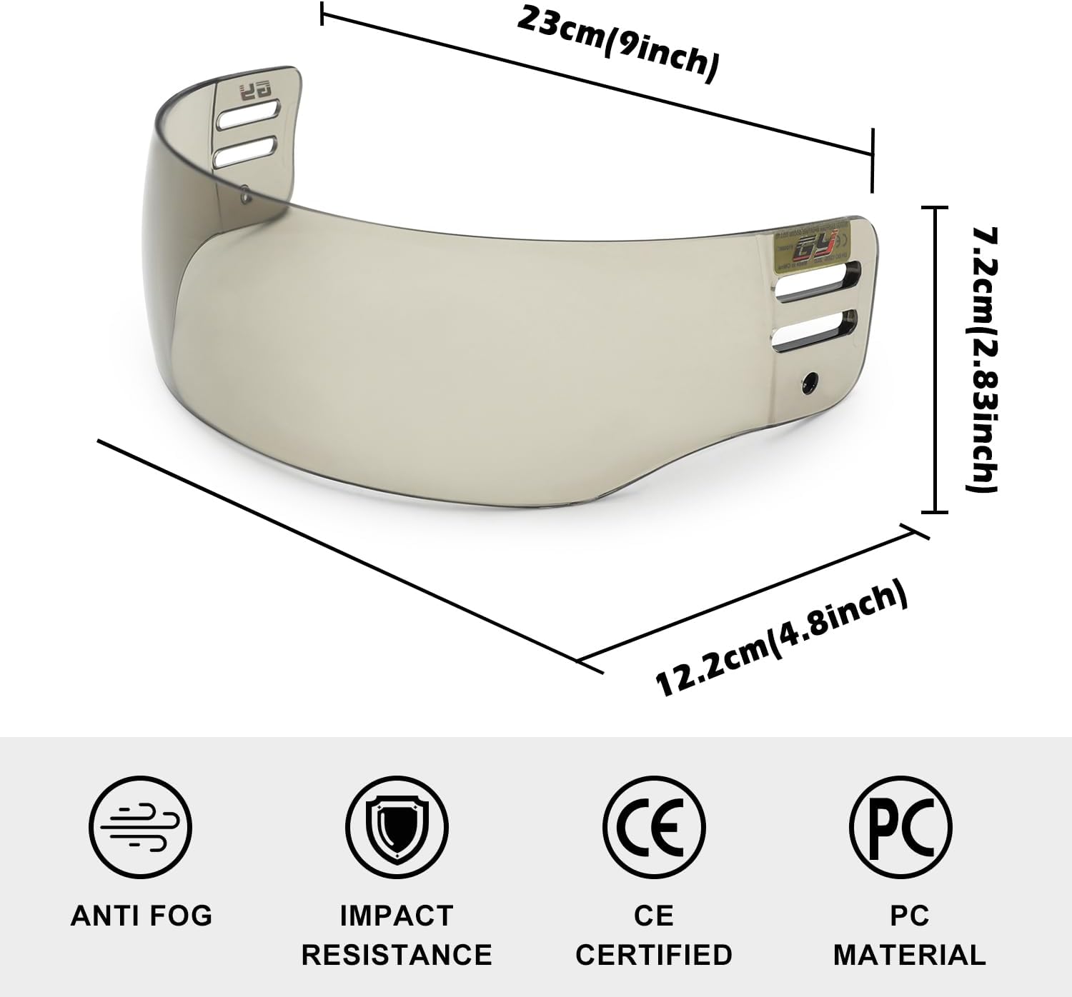 GY Hockey Visor Youth Hockey Helmet Half Face Visor Adult Hockey Face Mask Visor Inside Anti-Fog Outside Anti-Scratch/CE Certified