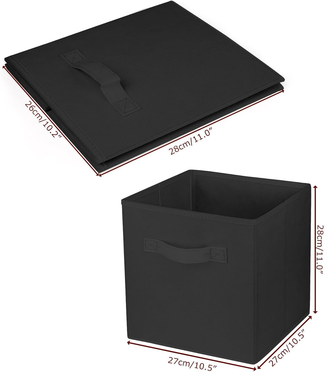 Storage Cubes, 10.5 Inch Collapsible Storage Bins, Fabric Foldable Bins for Organization, Durable Storage Bins for Closet, Shelves, Offices (1, Black) image 2