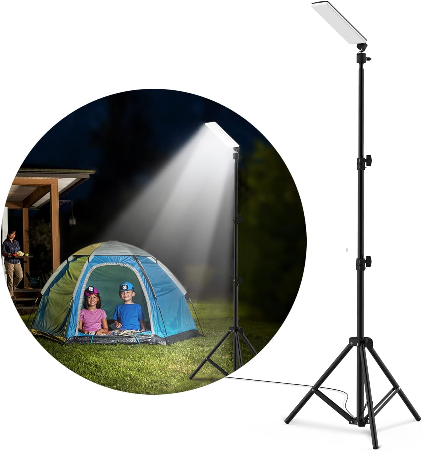 Camping Light, Telescoping Lantern Light, Work Lights with Stand for Garage Mechanics Workshop Outdoor,Adjustable Metal Telescoping Tripod 6Ft