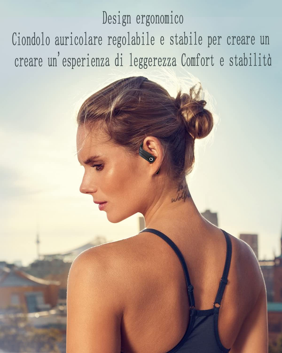 Sport Cuffie Bluetooth - 2024 Auricolari Bluetooth Stereo di Alta Qualità, Cuffie Wireless Bluetooth con Riduzione Rumore ENC e Display LED, Impermeabili IP7 per Sport - Nero