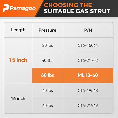 Miniatura 156 de Puntales de elevación de gas de 12 pulgadas, C16-10788, 35 libras; para cámper Leer, Snugtop, ventana trasera de cámper, tapa de caja